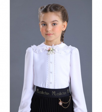 Школьная Блузка для девочки 2023-521-ВПШС (белый) Маленькая Леди