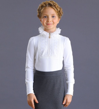 Школьная Блузка для девочки 2166-520-ТХР-2*2/260 (молочная) Маленькая Леди