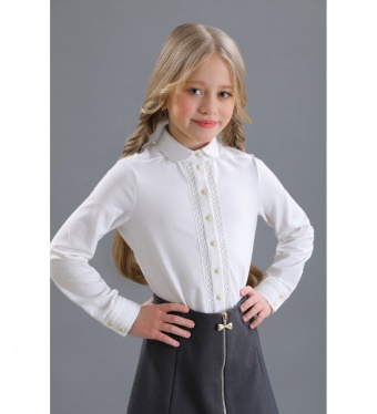 Школьная Блузка для девочки 2238-521-ТХК-180 (молочная) Маленькая Леди