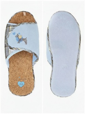 TinGo, Женские тапочки с анатомической стелькой HL42257 (голубые, клетка)