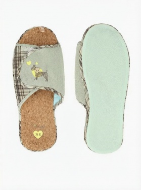 TinGo, Женские тапочки с анатомической стелькой HL42257 (зеленые, клетка)