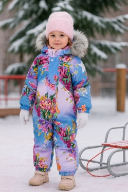 Комбинезон зимний Molo Polaris Fur 5W24N204-9106 (цветы на голубом)