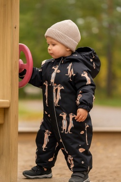 PogoKids, демисезонный комбинезон PG88301-1 (черный, сурикаты)