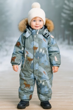 PogoKids, зимний комбинезон W25_PG-88244-4 (хаки, зимний лес)