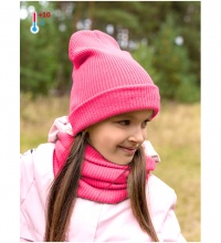 Демисезонный комплект из шапки и снуда 12л6821 (коралловый)