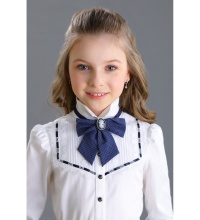 Школьная Блузка для девочки 2162/1-521-ВХБПЭ (молочный отд синий) Маленькая Леди