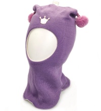 зимний шлем с пумпонами для девочки модель 492 сиреневая фиолетовая