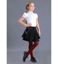 Школьная блузка для девочки из трикотажа хлопкового, белый / 747-520-тхр-2*2/260