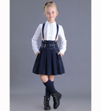 Школьная юбка для девочки из костюмной вискозы, синяя / fsl-290-520