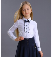 Школьная Блузка для девочки FSL-314-521 (белая отд синий)