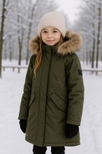 Huppa, Зимняя парка VIVIAN 1 12490120-10057 (хаки) с натуральным мехом