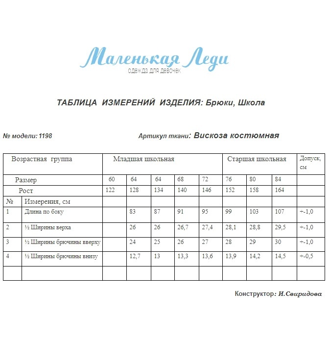 Брюки школьные синие Маленькая Леди 1198-522-ВВОК
