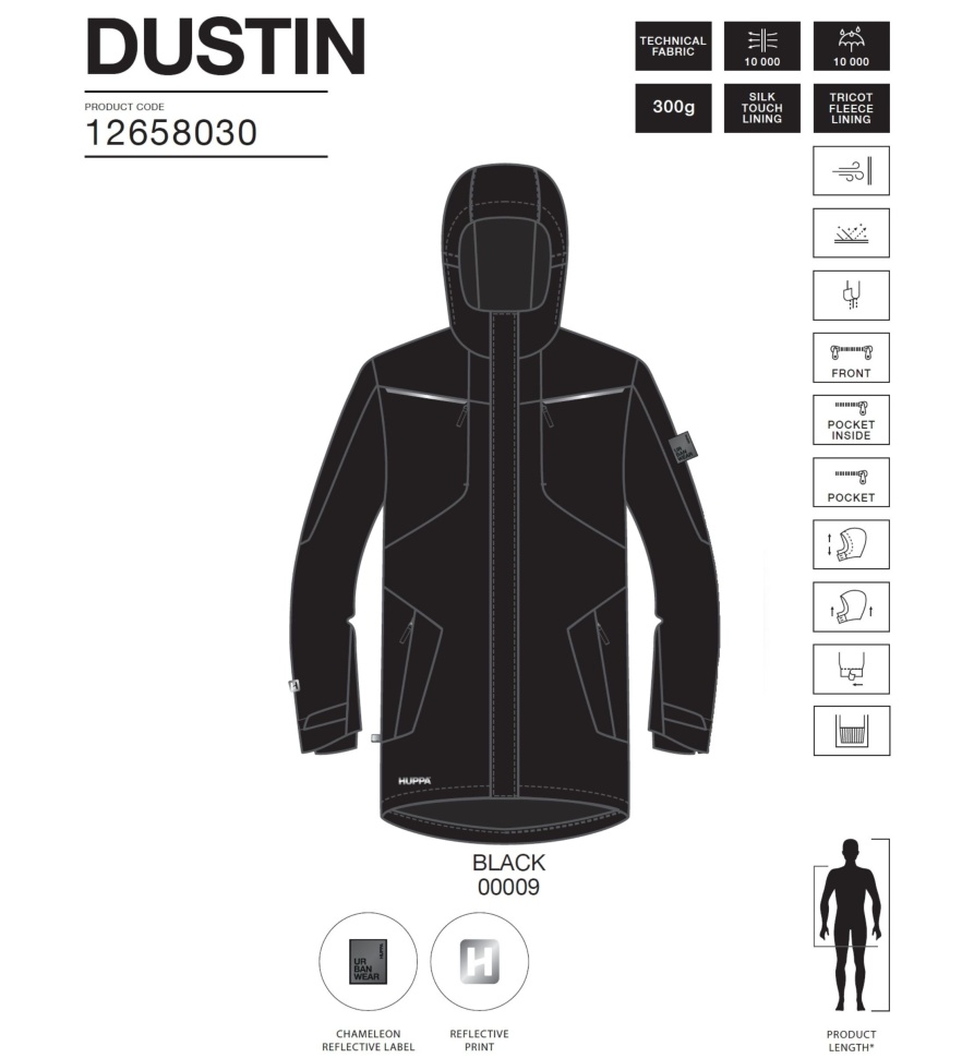 Парка зимняя Huppa DUSTIN 12658030-00009 черного цвета